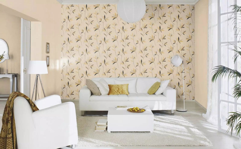 Plain wallpapers with textile texture in beige, 2325531 RASCH
