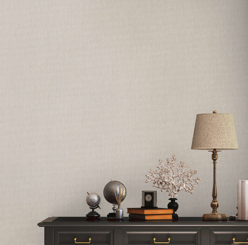 Plain wallpapers with textile look - beige, taupe, 1406342 AS Creation