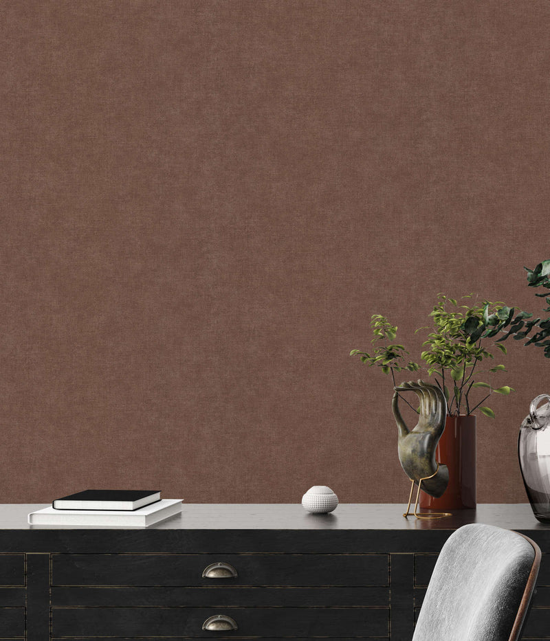 Plain wallpapers with textile appearance, maroon, 1404627 AS Creation