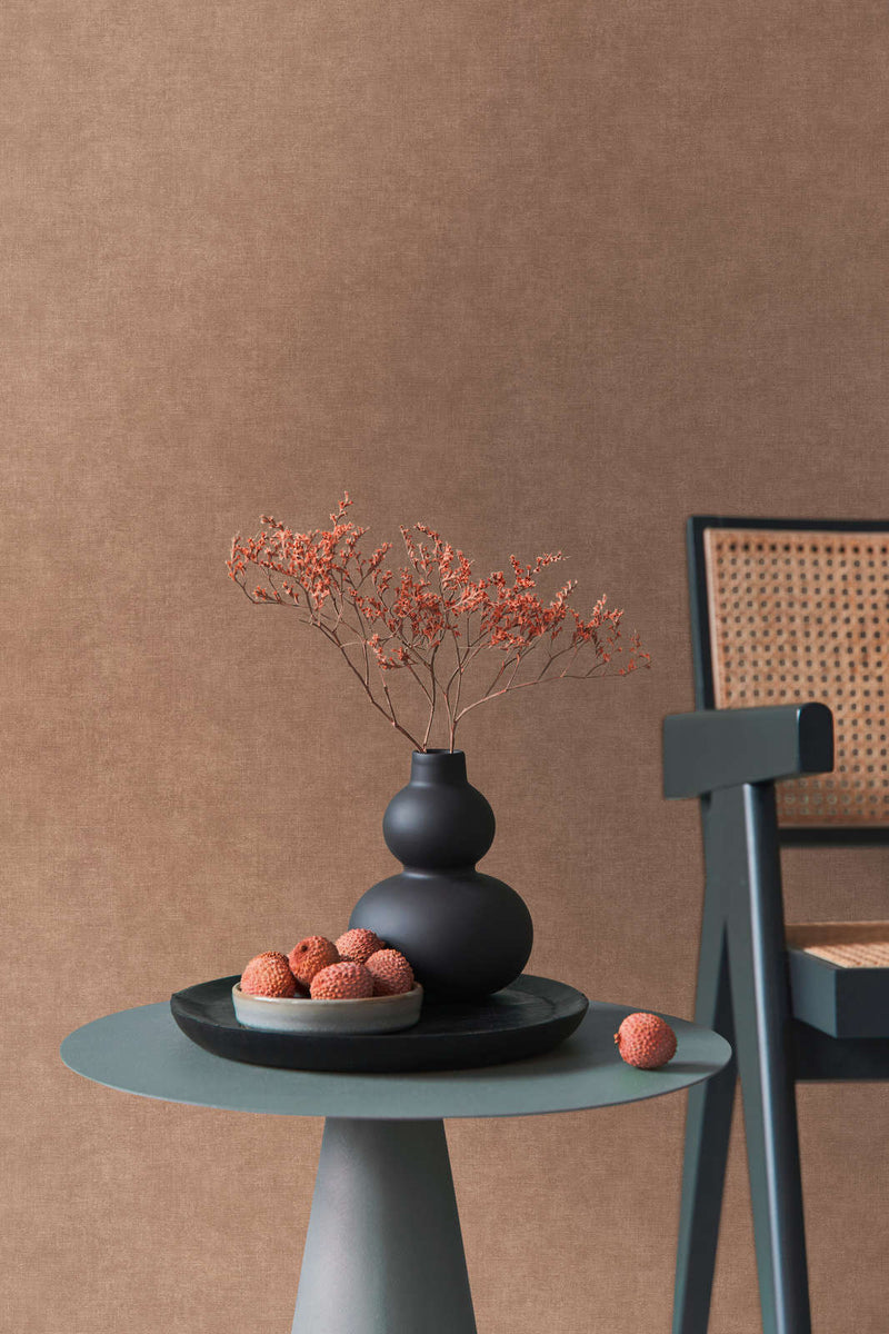 Plain wallpapers with textile appearance dark brown, 1404624 AS Creation