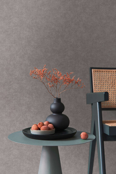 Plain wallpapers with textile look - dark grey, 1404615 AS Creation