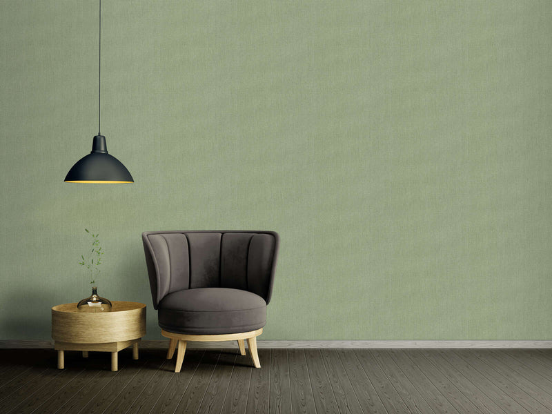 Plain wallpapers with textile look - green, 1406351 AS Creation