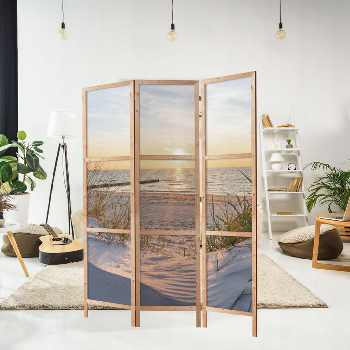 Vienpusējs japāņu aizslietnis 135x172, Aizslietnis ar smilšu kāpu un jūras ainavu L-ART