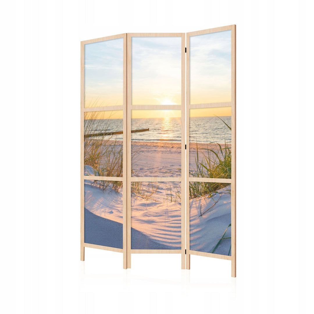 Vienpusējs japāņu aizslietnis 135x172, Aizslietnis ar smilšu kāpu un jūras ainavu L-ART