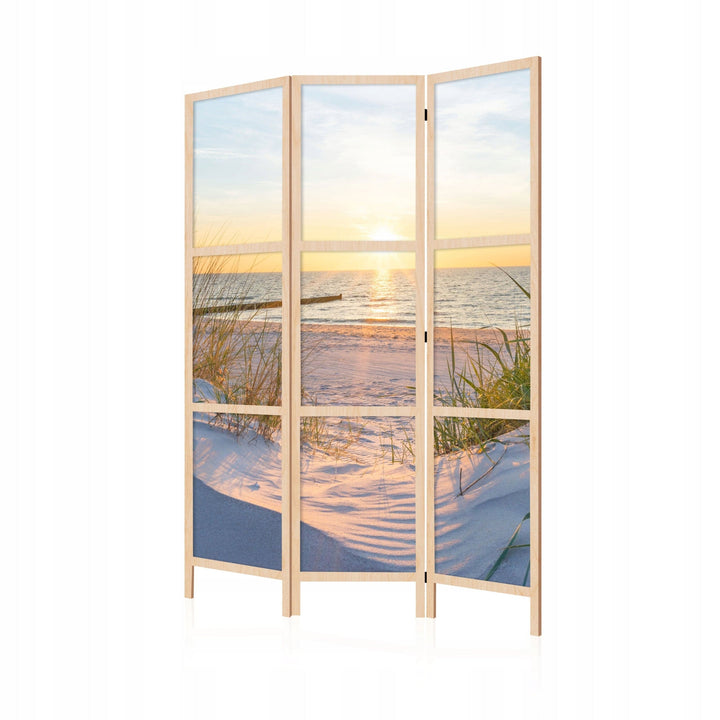 Vienpusējs japāņu aizslietnis 135x172, Aizslietnis ar smilšu kāpu un jūras ainavu L-ART