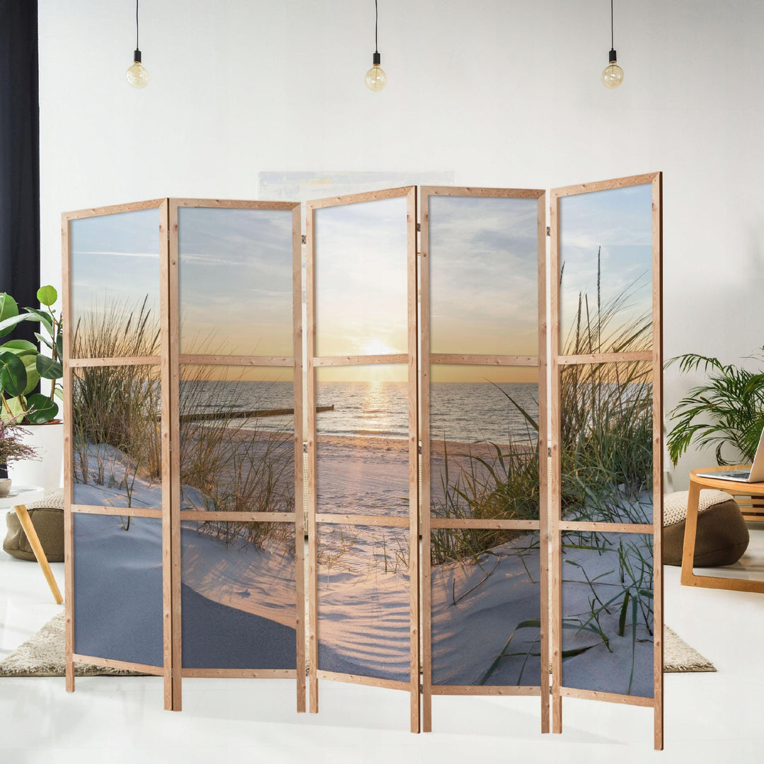 Vienpusējs japāņu aizslietnis 225x172, Aizslietnis ar smilšu kāpu un jūras ainavu L-ART