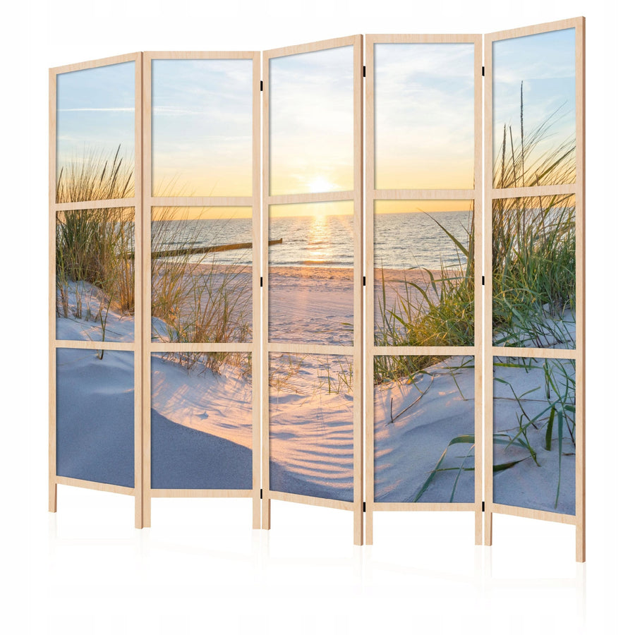 Vienpusējs japāņu aizslietnis 225x172, Aizslietnis ar smilšu kāpu un jūras ainavu L-ART