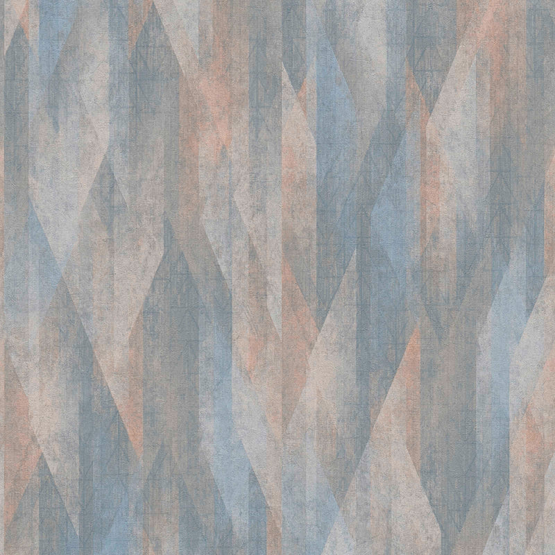 Vintage diamond pattern wallpaper - blue and beige, 1373601 AS Creation