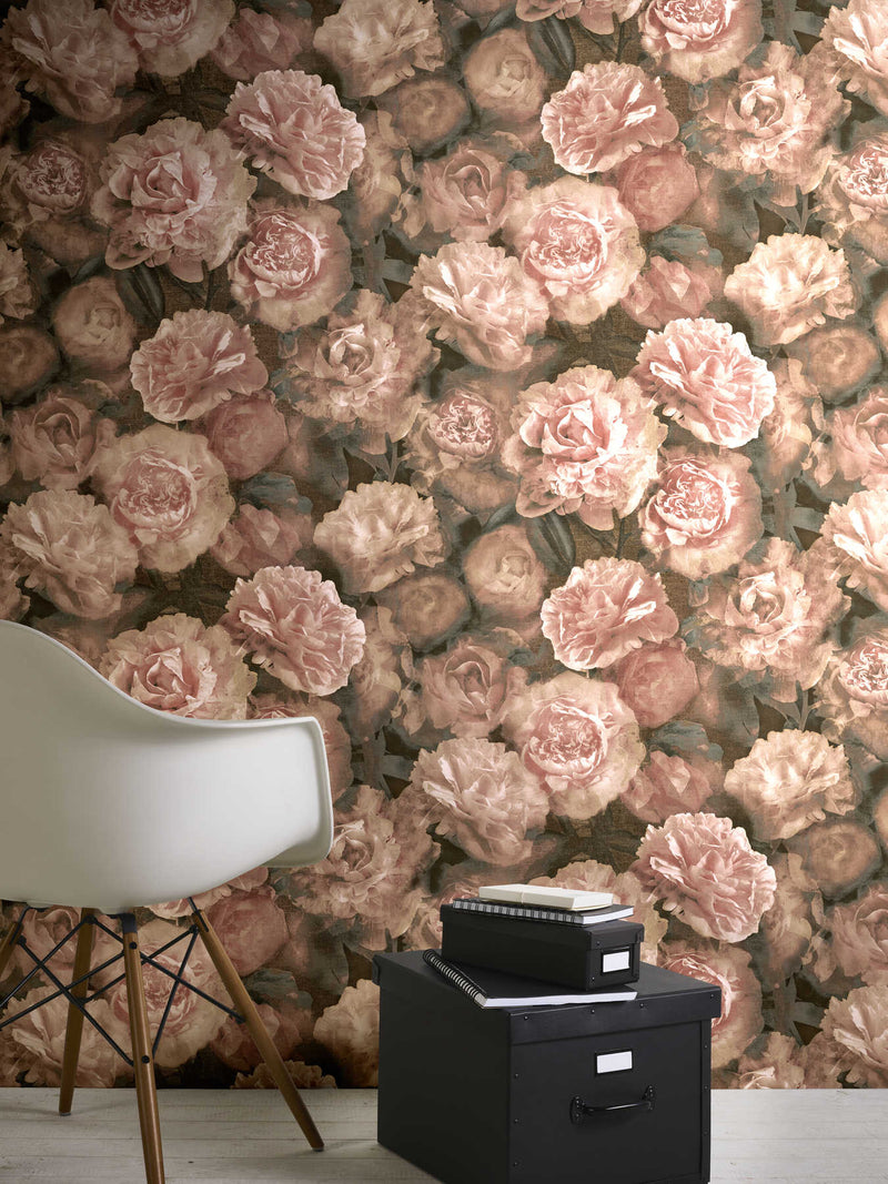 Vintage style floral wallpaper with roses, 1332406 AS Creation