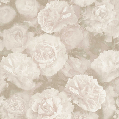Vintage style floral wallpaper with roses, cream, 1332407 AS Creation