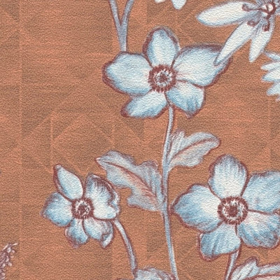 Pruuni värvi lillemustriga vintage tapeet, 1374005 AS Creation