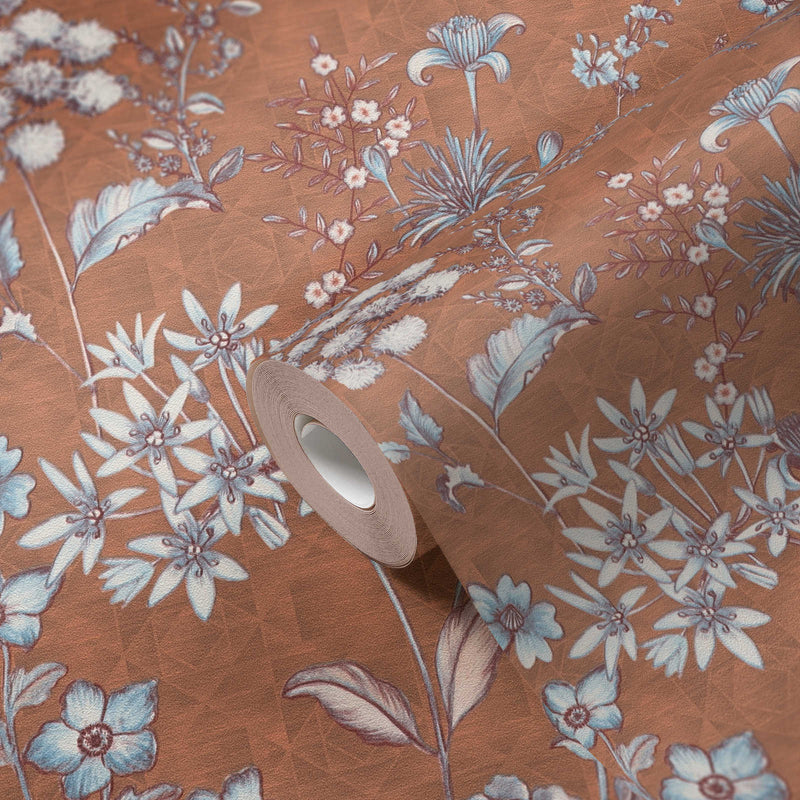 Pruuni värvi lillemustriga vintage tapeet, 1374005 AS Creation