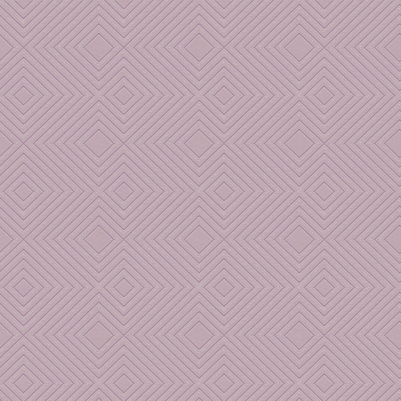 Violetas tapetes ar ģeometrisku rakstu un metālisku spīdumu Tapetenshop.lv