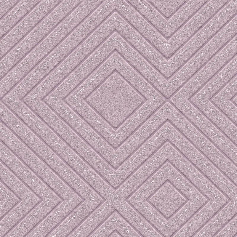 Violetas tapetes ar ģeometrisku rakstu un metālisku spīdumu Tapetenshop.lv