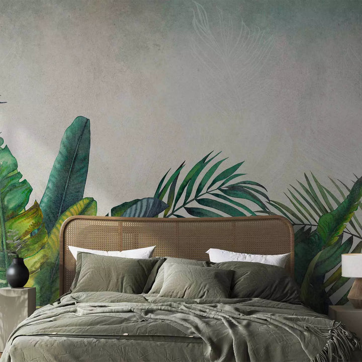 Wall Murals Green shades with tropical leaves- wild wall, 142994