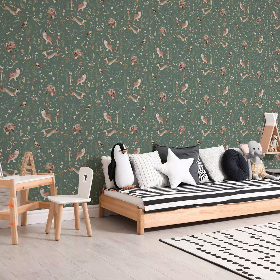 Fototapeet - Metsa loodus vintage stiilis, roheline, 149226