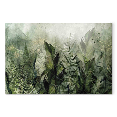 XXL Картина - Утренняя роса - композиция с листьями на зеленом фоне, 151481 G-ART