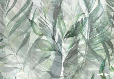 XXL картина - Дикий луг - зеленые листья на белом фоне, 151516 G-ART