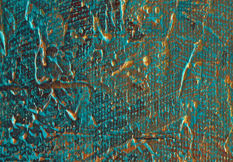 XXL Painting - Turquoise abstract texture with gold accent, 151488 G-ART