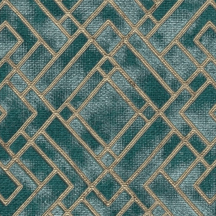 Zaļās Art Deco tapetes ar zeltainu grafisku rakstu - 1366275 AS Creation