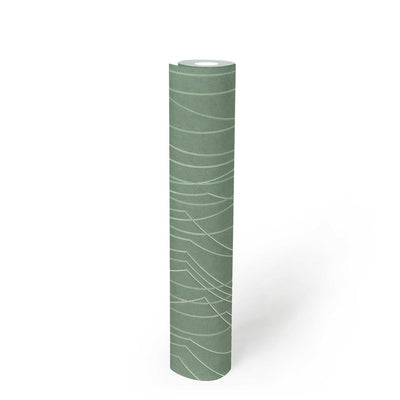 Green non-woven wallpaper with embossed pattern, 1320221, 🚀fast delivery AS Creation