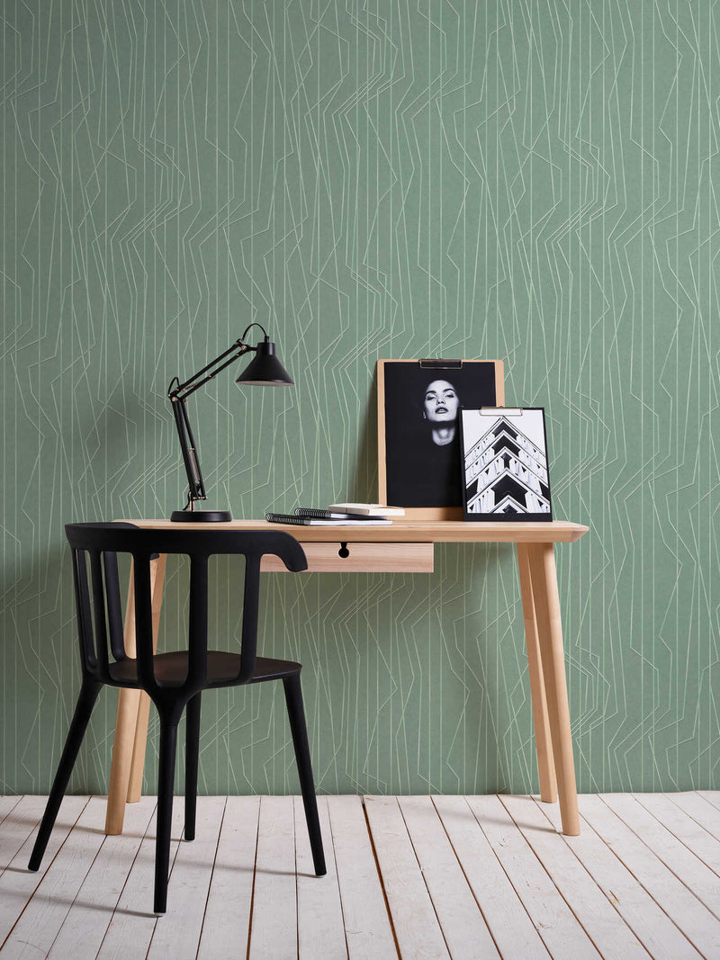 Green non-woven wallpaper with embossed pattern, 1320221, 🚀fast delivery AS Creation