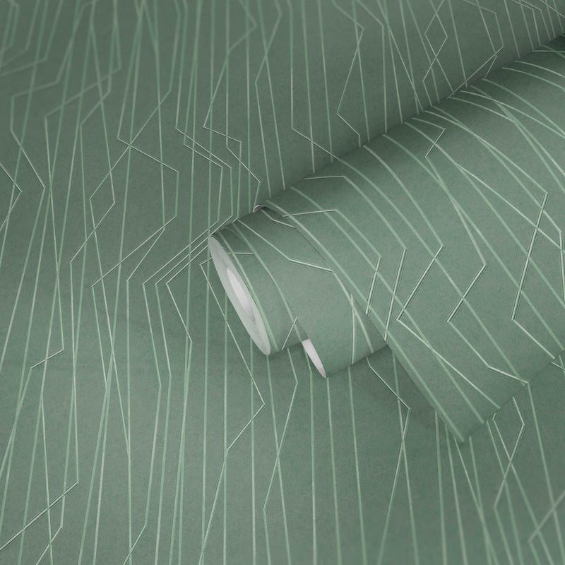 Green non-woven wallpaper with embossed pattern, 1320221, 🚀fast delivery AS Creation