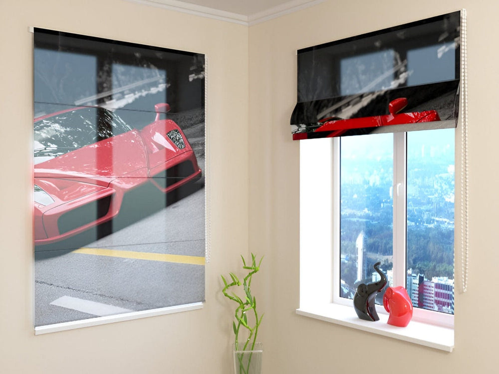Žalūzijas jauniešu istabai ar automašīnu - Sarkans sporta auto Tapetenshop.lv
