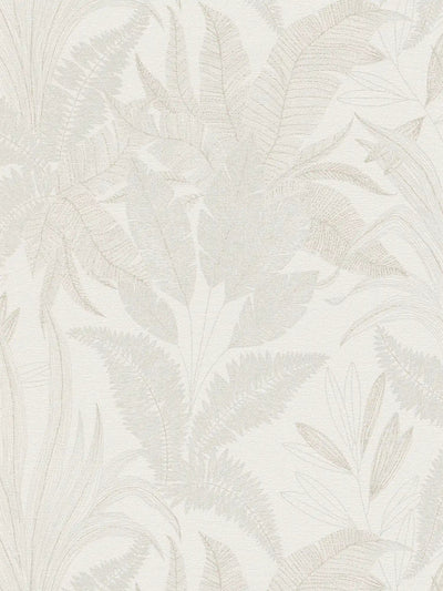 Floral wallpaper with leaf pattern in soft colours, beige, 1406376 AS Creation