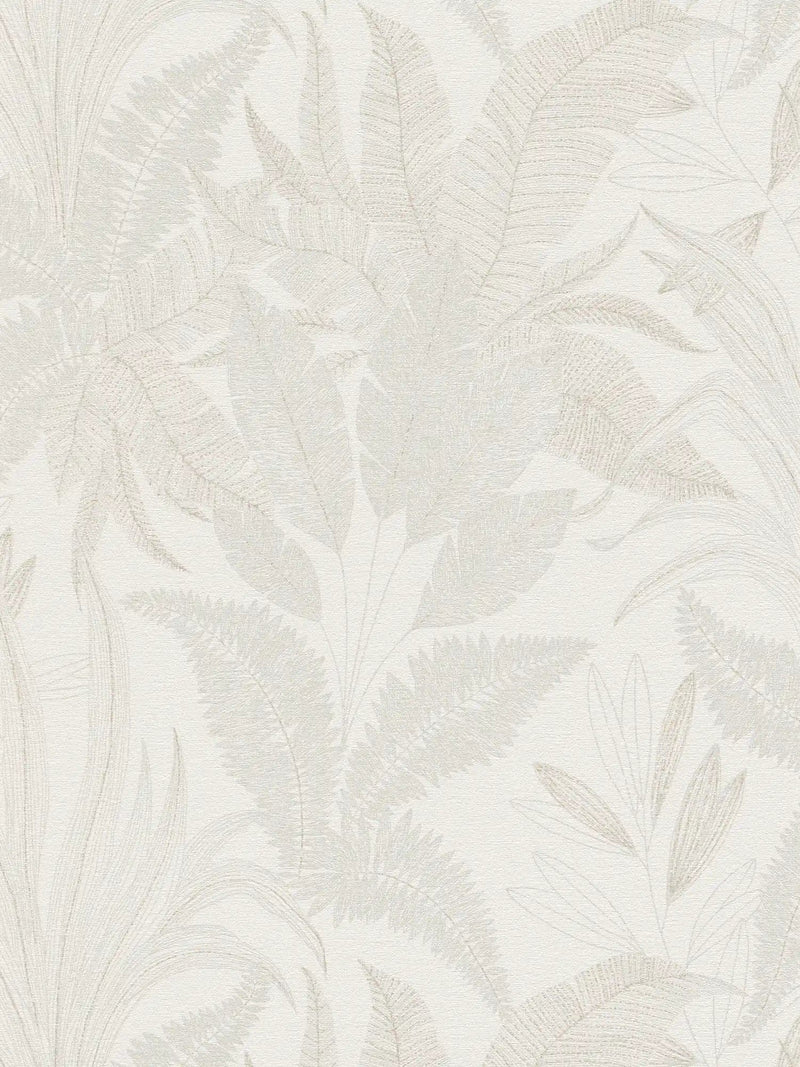 Floral wallpaper with leaf pattern in soft colours, beige, 1406376 AS Creation