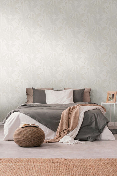 Floral wallpaper with leaf pattern in soft colours, beige, 1406376 AS Creation