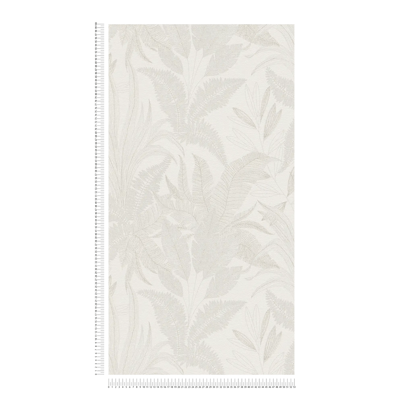 Floral wallpaper with leaf pattern in soft colours, beige, 1406376 AS Creation