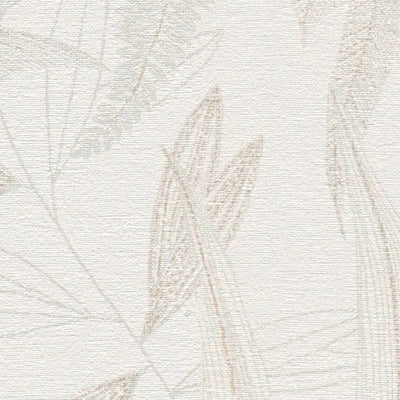 Цветочные обои с рисунком листьев в мягких тонах, бежевые, 1406376 AS Creation