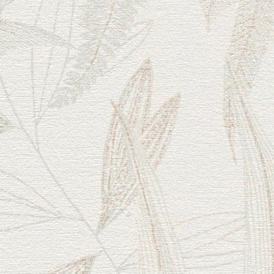 Floral wallpaper with leaf pattern in soft colours, beige, 1406376 AS Creation