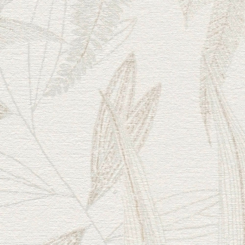 Floral wallpaper with leaf pattern in soft colours, beige, 1406376 AS Creation