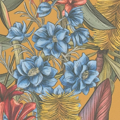 Džiunglių gėlių tapetai su lapais ir gėlėmis, 1402054 AS Creation