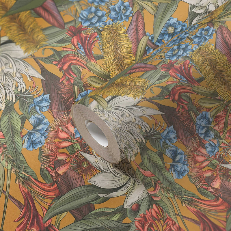 Jungle floral wallpaper with leaves and flowers, 1402054 AS Creation