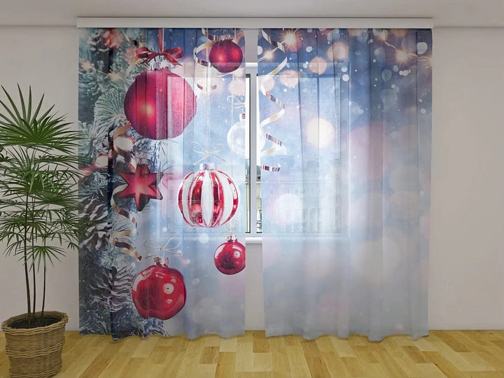 Ziemassvētku aizkari - Ziemassvētku bumbas - perfekta kvalitāte Tapetenshop.lv
