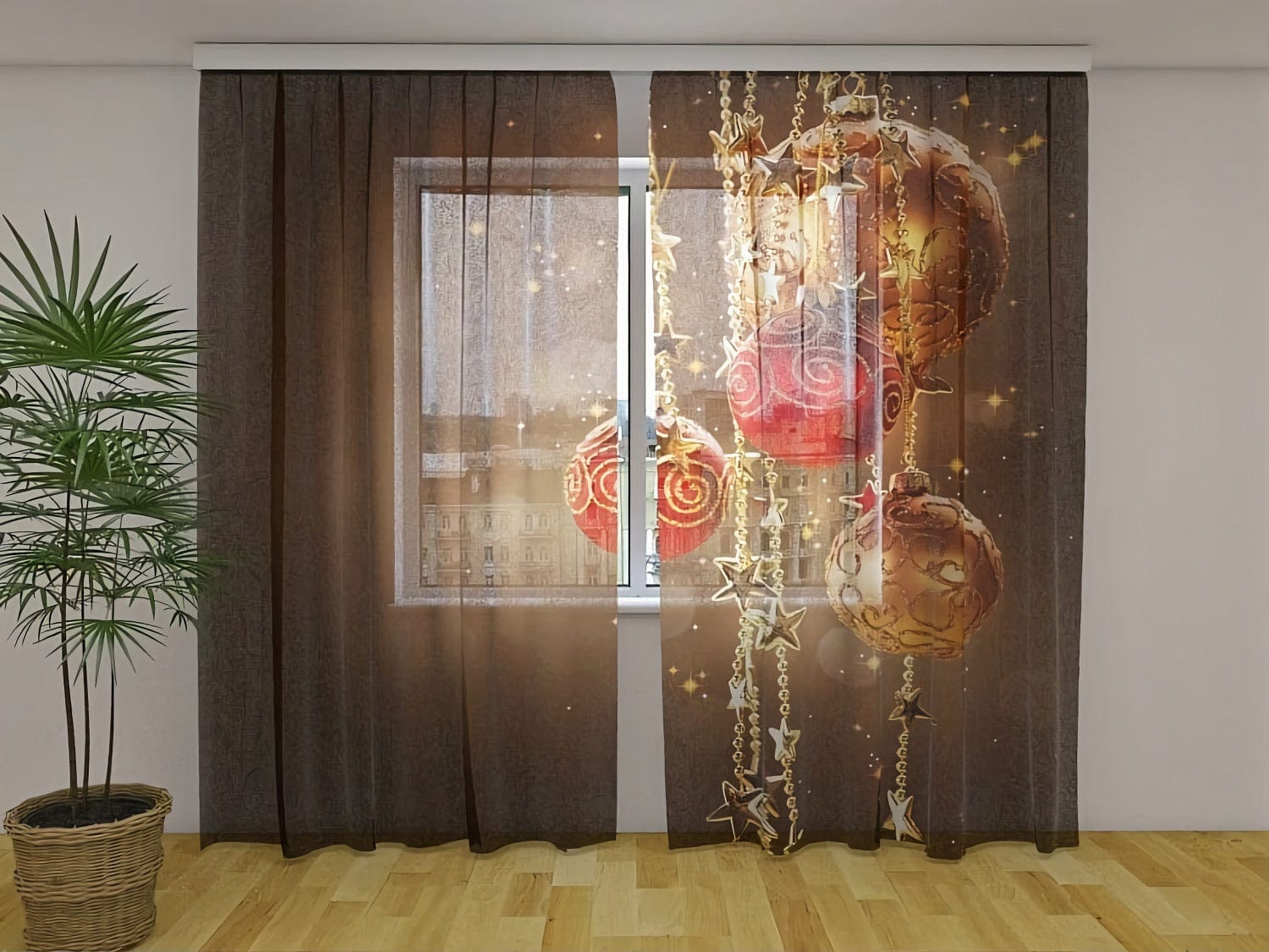 Burvīgie Ziemassvētku aizkari - Ziemassvētku spīdums - izvēlies izmēru Tapetenshop.lv