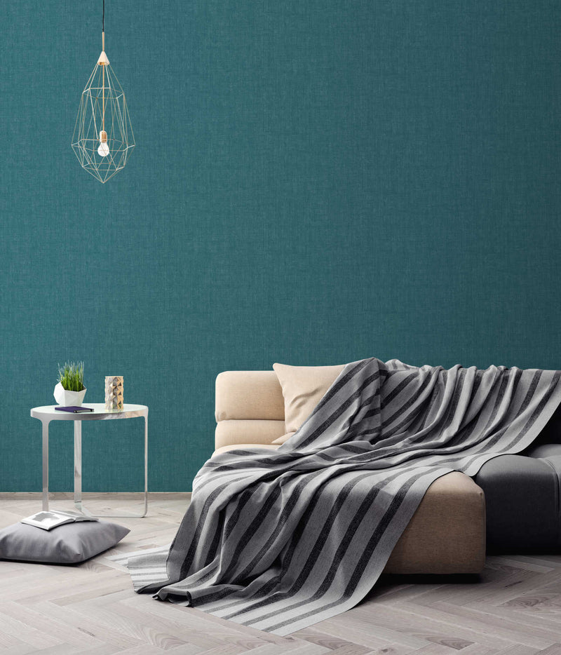 Blue wallpaper with linen look - AS Creation 1361661 AS Creation