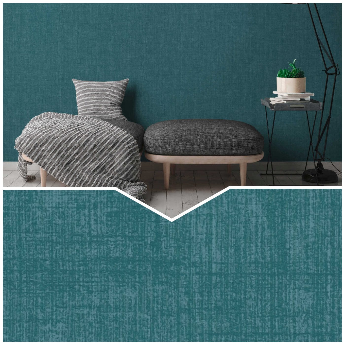 Zilas tapetes ar lina izskatu - AS Creation 1361661 AS Creation