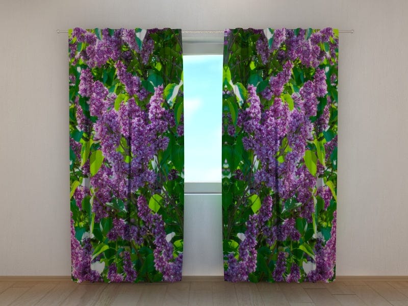160 x 140 cm Curtains with floral motifs - Lilac (SCREEN fabric) Tapetenshop.lv