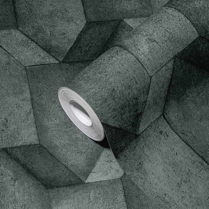 3D tapetes ar betona izskatu un faktūru melnā krāsā AS 388272 AS Creation