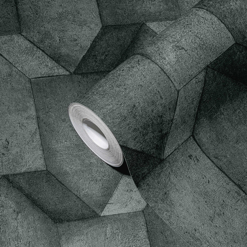 3D wallpaper with concrete look and texture in black, 1366260 AS Creation