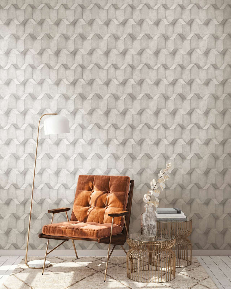 3D wallpaper with concrete look and texture in gray, 1366262 AS Creation