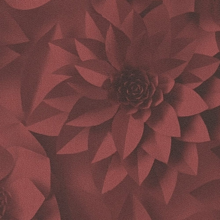 3D tapetes ar papīra ziediem, grafisks ziedu raksts - sarkanā, 387183 AS Creation