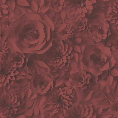 3D tapetes ar papīra ziediem, grafisks ziedu raksts - sarkanā, 1364157 AS Creation