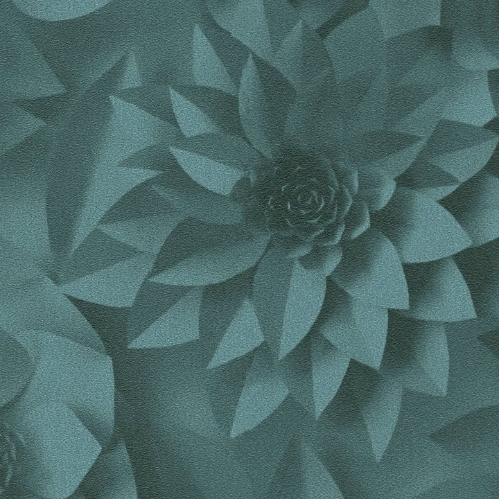 3D tapetes ar papīra ziediem, grafisks ziedu raksts - zilas, 387184 AS Creation