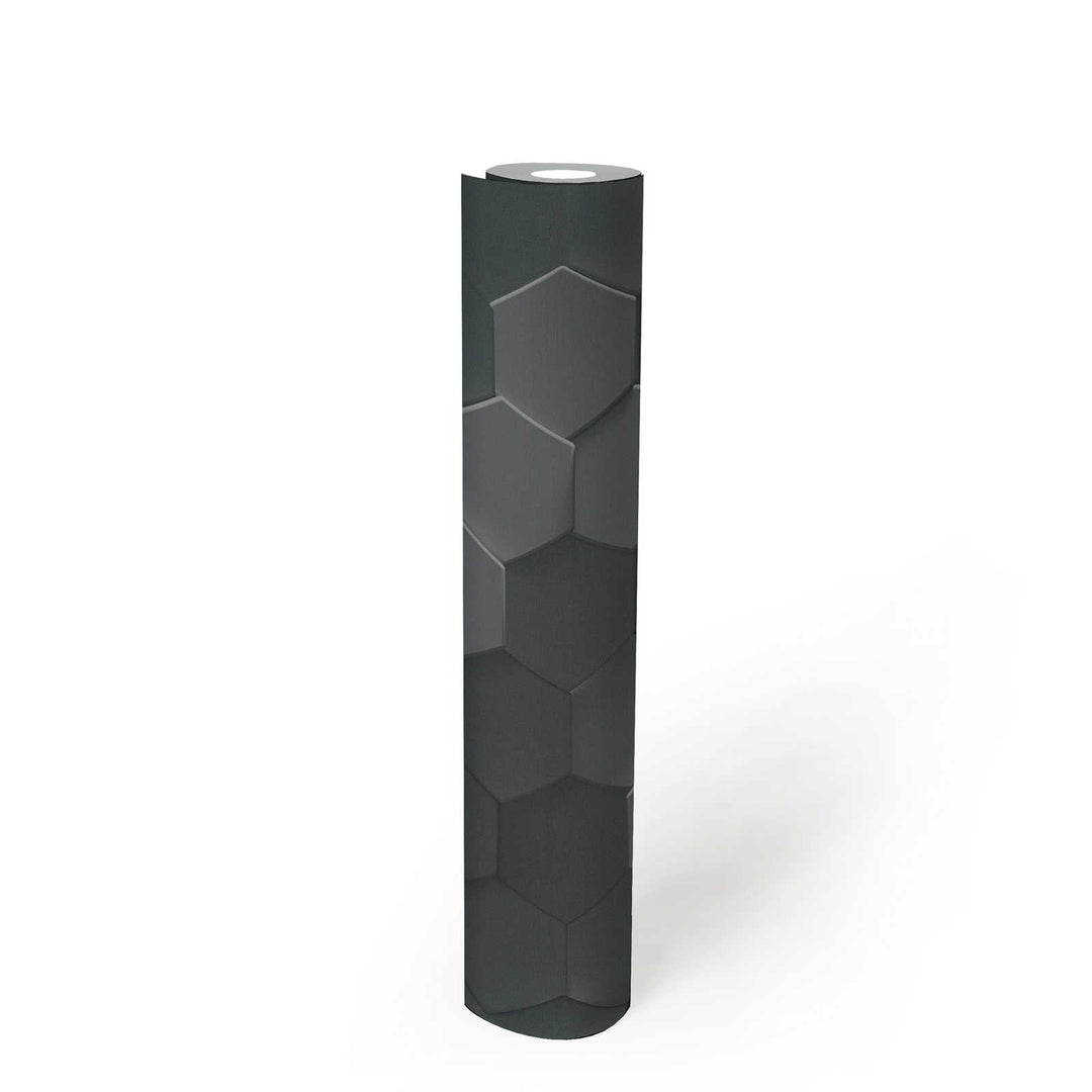 3D tapetes - sešstūra bišu šūnas, melnā krāsā - 387233 AS Creation