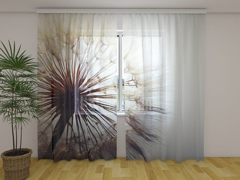 Curtains Delightful Dandelions 180 x 140 cm (2x90x140 cm) / Chiffon